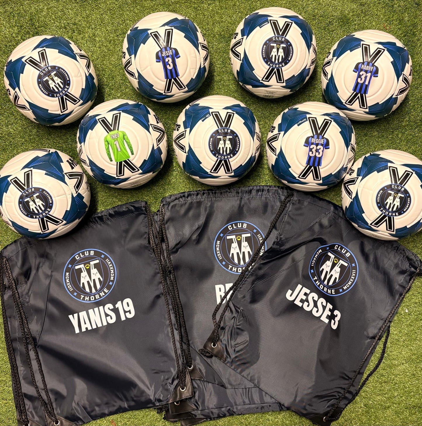 Personalised Footballs with personalised drawstring bag