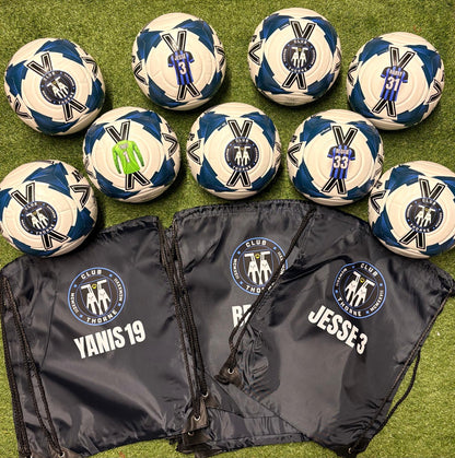 Personalised Footballs with personalised drawstring bag