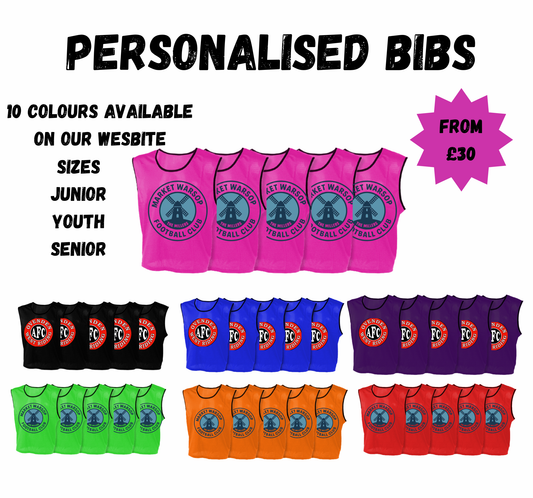 Mesh Training Bibs ( Personalised ) PACK OF 10
