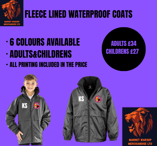 Adults Micro Fleece Lined Waterproof Jacket (Personalised