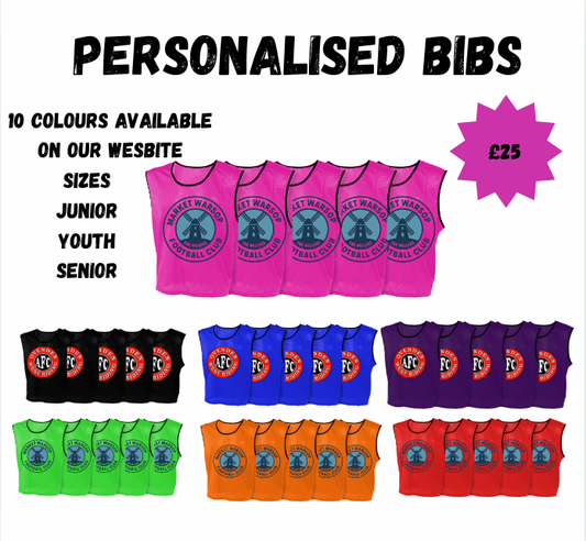 Mesh Training Bibs ( Personalised ) PACK OF 10